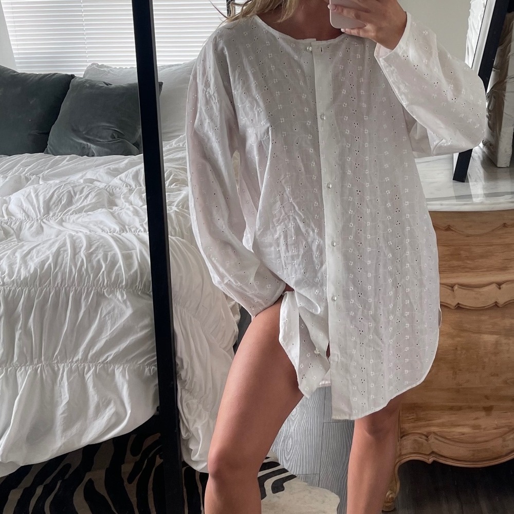 Vintage America White Eyelet Mini Dress Tunic